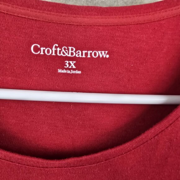 Croft & Barrow Womens Red T-Shirt 3X 100% Cotton Short Sleeve Relaxed Fit Casual - Picture 3 of 7
